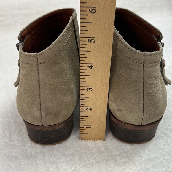 Lucky Brand Brielley taupe textured suede and leather ankle boots zipper 7 M - Picture 6 of 10
